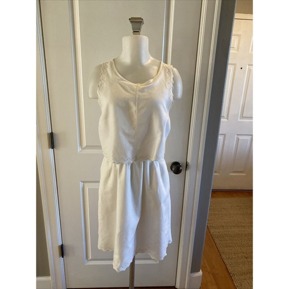 Madewell‎ White Eyelet Overlay Open Back Dress Size 6/S Sleeveless Beachy Boho - Picture 1 of 14